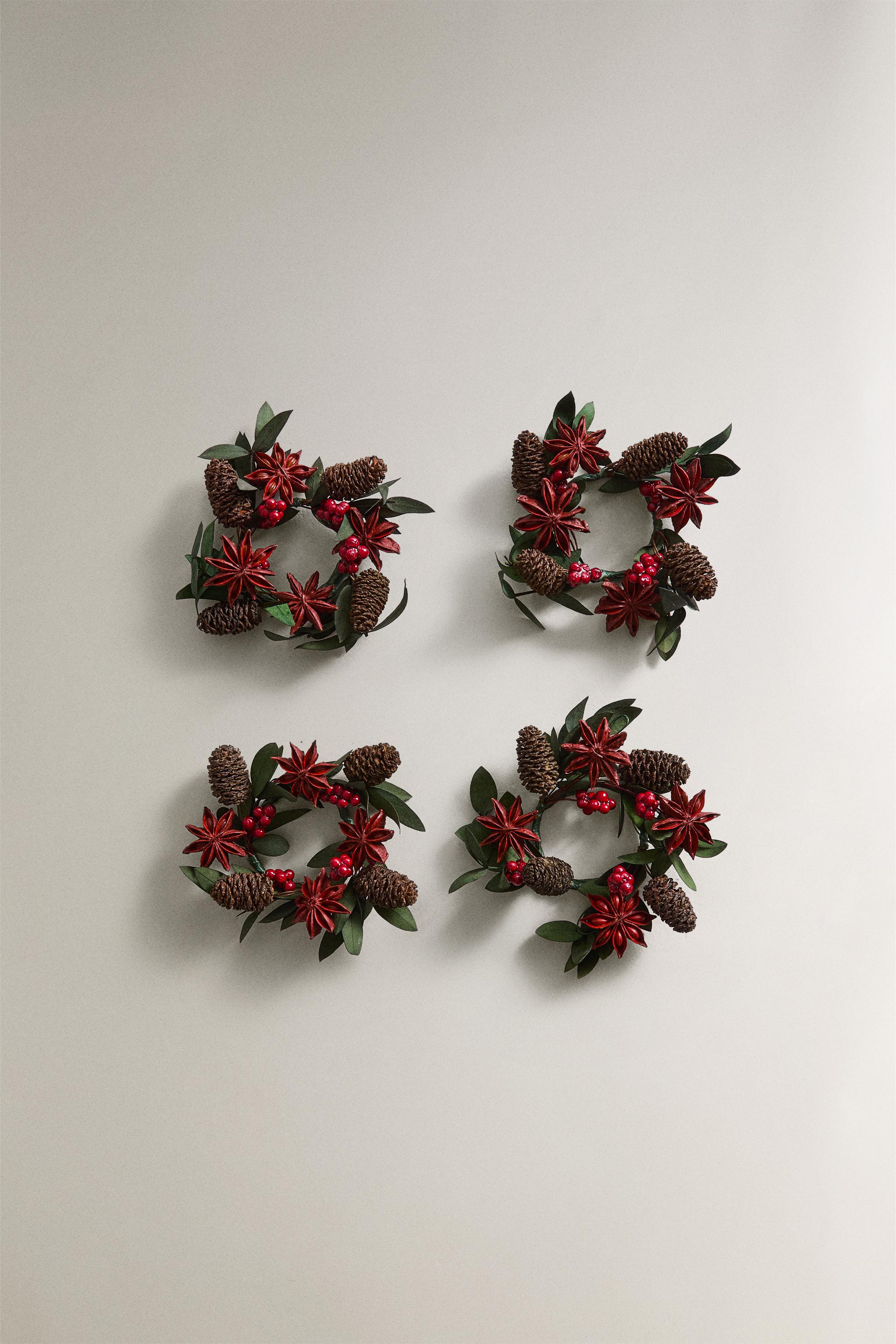 SET OF DRIED LEAF CHRISTMAS NAPKIN HOLDERS (SET OF 4)